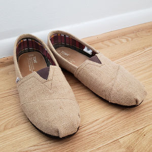 Toms Natural Burlap Alpargata Slip On Shoes 11M